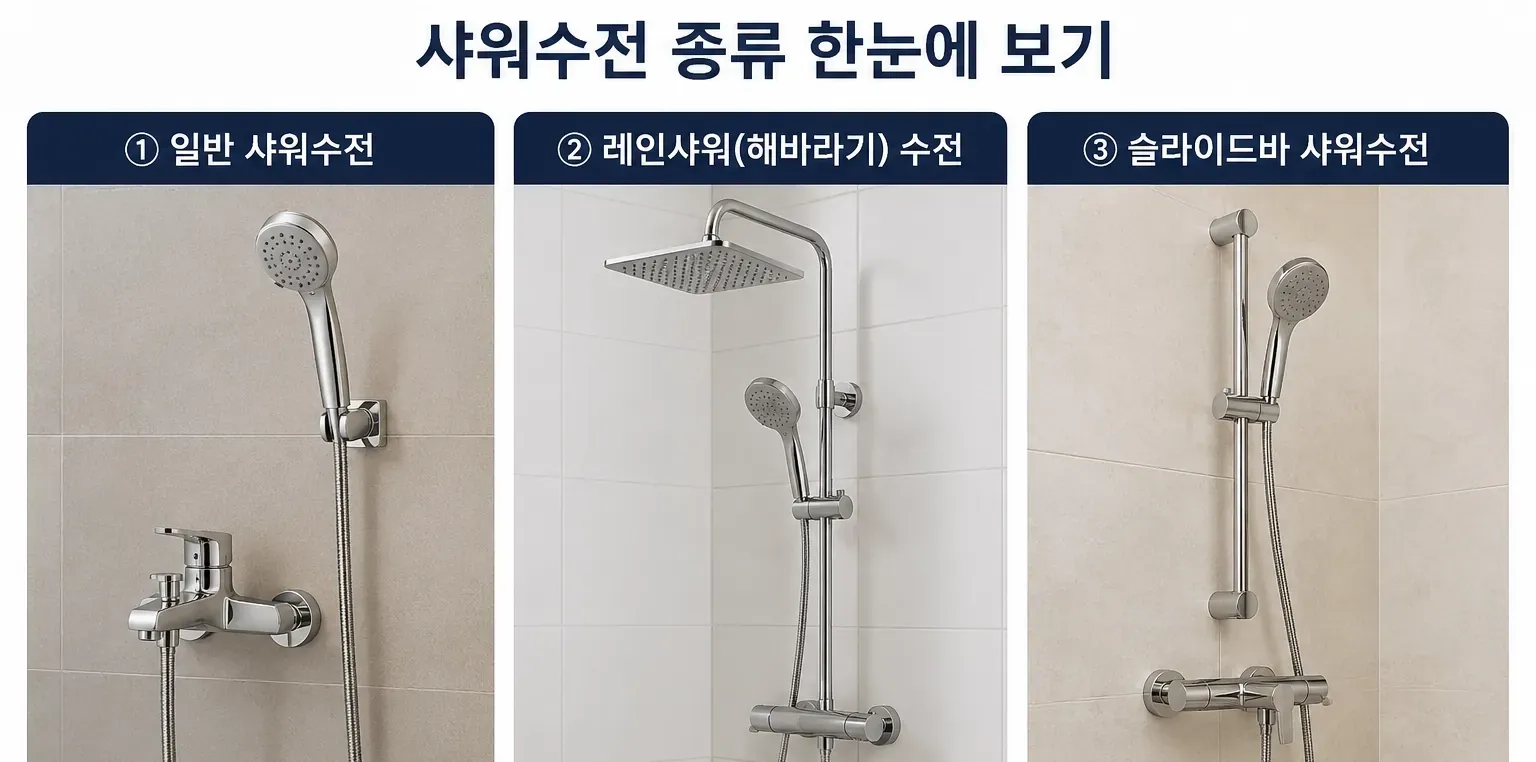 샤워수전 및 헤드 종류 사진