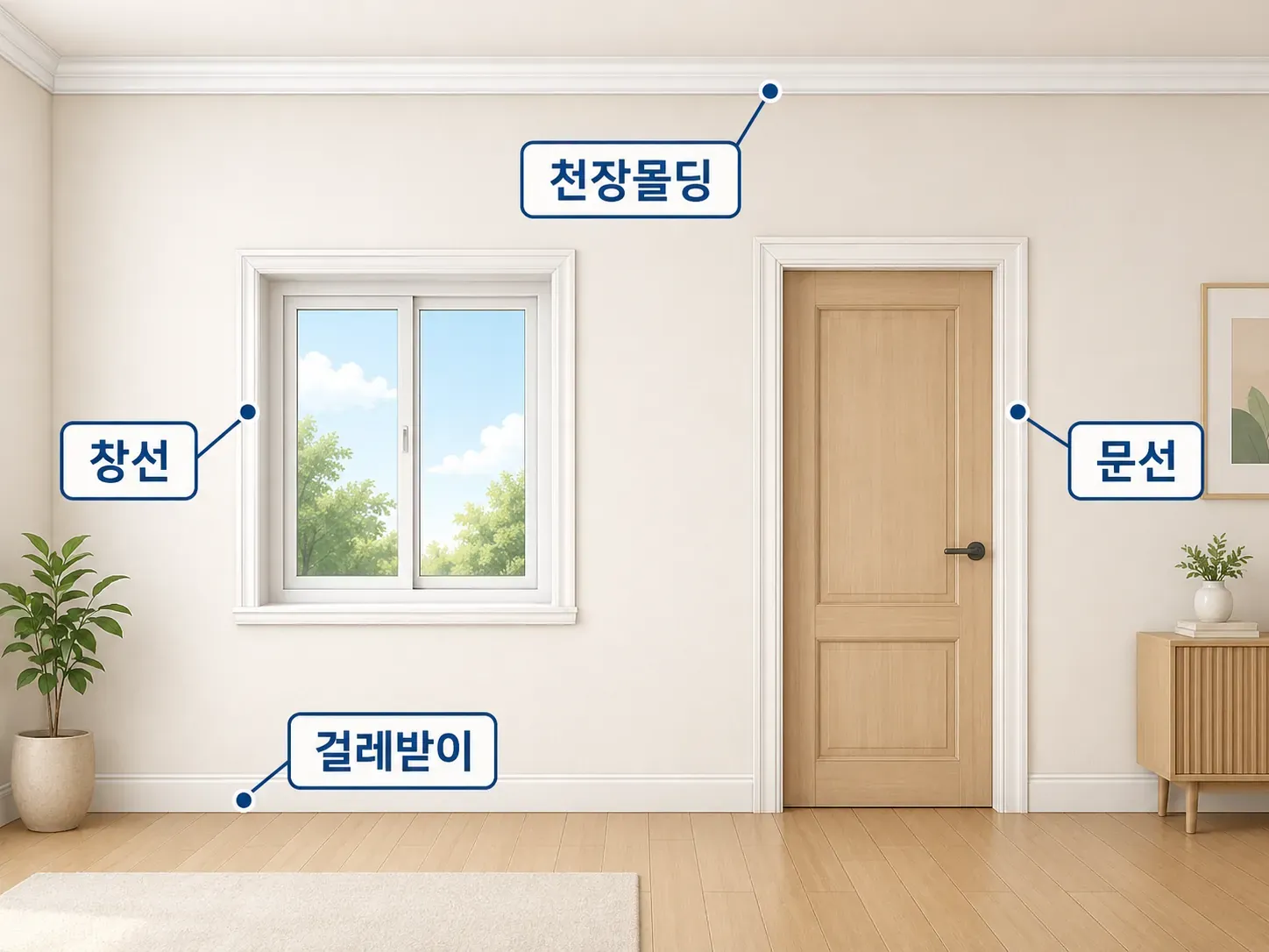 몰딩 종류에 대한 이해를 돕기 위한 이미지